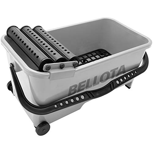 Bellota 58003 - Professioneller Reinigungseimer für Fliesenarbeiten - Eimer mit Rädern und 3 Abstreifrollen
