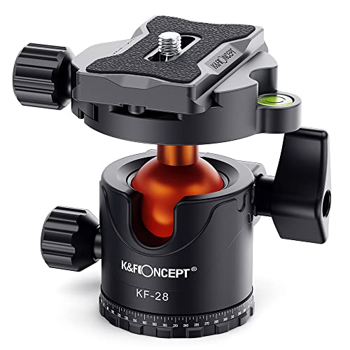 K&F Concept Kugelkopf Stativkopf, Kamera Kugelkopf mit 1/4 Zoll Schnellwechselplatte und Wasserwaagee, 10 kg Tragkraft, für Stativ, Einbeinstativ, Kamera Slider, Spiegelreflexkamera