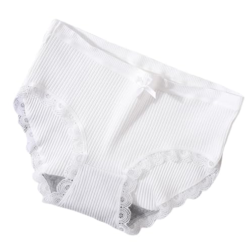 Unterhosen Damen Baumwolle Unterwäsche Schwarze Unterwäsche Damen Set (White, L)