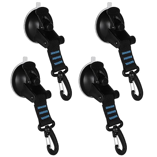 Adiwo Saugnapf Haken Camping, 4 Stück Extra Stark Saugnäpfe Camping Saugnapf Anker mit Befestigung Saughaken Multifunktional für Camping Wohnmobil Zuhause Werkstatt Markise Plane Autospanner Blau