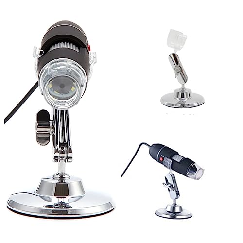 NUOBESTY Tragbares USB Digitalmikroskop mit Einstellbaren LEDs Metallstandfuß für Pflanzen Hautuntersuchungen Präzise Inspektionen Mehr Schwarz