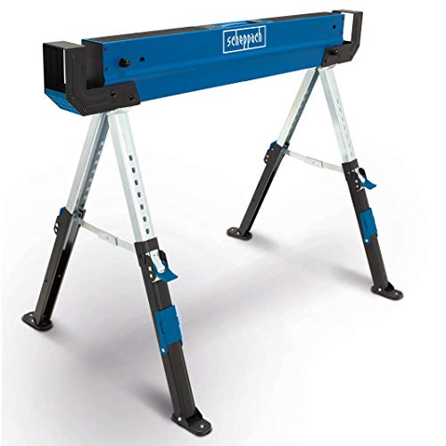 Scheppach Sägebock MWB600 Sägehilfe Säge Gestell Holzschneidebock | 589 kg Traglast | 61,8-82 cm Höhe (Einzeln)