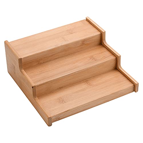 POTRUWE Display-Riser-Ständer, Cupcake-Display-Ständer, Stufen, Regal-Riser für Cupcake-Parfüm-Dessert, Mehrzweck-Schreibtisch-Organizer (Bambus)
