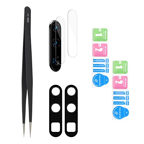 YHX-OU 2 Stück Kamera Linse Glas Ersatz für Huawei P30 Pro Kameraglas hinten + 2 Stück für Huawei P30 Pro Kamera Schutzfolie Linse Kameraschutz + Pinzette