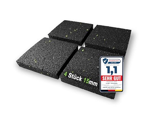 CLARE Premium Schwingungsdämpfer als Waschmaschinenunterlage und Vibrationsdämpfer | Antirutschpads | weniger Lärm und Bewegung | Antivibrationsmatte für Lautsprecher, 3D-Drucker | 4 Stück 15mm