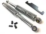 Stoßdämpfer Set 320mm Chrom, 5-fach verstellbar, inkl. Einstellschlüssel und Reduzierhülsen, passend für Mofa Moped Mokick