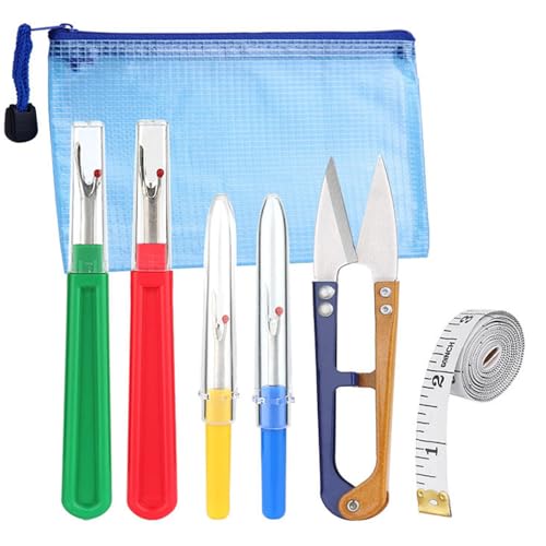6 Stück Nahttrenner,Saumtrenner Seam Ripper Set mit Schutzkappe,Groß/Klein Nähen Nahtauftrenner Kommt mit Trimmschere für Nähte