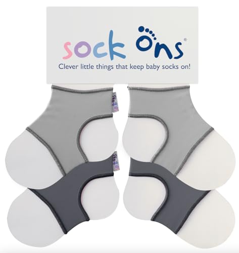 Sock Ons - Baby-Sockenhalter - 0-6 Months - 2er Pack - Grau - Amazing Value Pack - Erstaunliches Vorteilspaket - Baby-Socken immer anziehen!