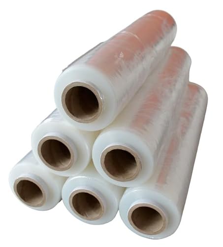 B teurobrecher - 6 Stück Stretchfolie 500 mm breit - B teurobrecher - 23 µ transparent, ca. 2,5 kg Rollengewicht - Verpackungsmaterial - Verpackungsfolie auf der Rolle - Folie für Möbel - Umzugsfolie