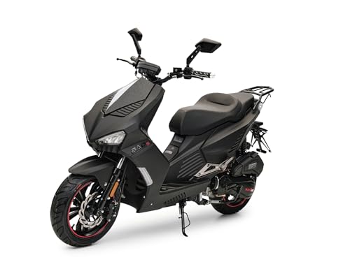 Motorroller BAD s Mattschwarz 50ccm 25 kmh Mofa Sportlich Scooter