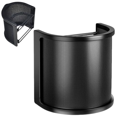 Jubepk Windschutz-Mikrofone, Mikrofon-Netz, 8,9 x 8,9 cm, Handmikrofon-Schild, doppellagige Geräuschunterdrückung, Abdeckung für Podcasting, Karaoke, Musikaufnahmestudio, Schwarz
