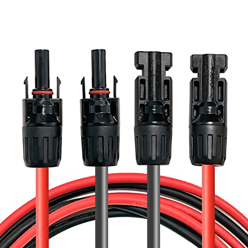 Profi-Verbindungskabel Verlängerungskabel (6mm²/4mm²),Solarkabel inkl. montierter beidseitig Solarstecker, rote und schwarze Linien (4mm²/0.5m)
