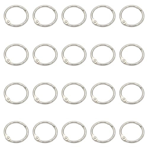 Buchringe，20 Stück Ringbinder, 20mm Metall Ringe Lose Blatt Buch Ringe Ringbuch Ringe ，für Scrapbook, Album, Memo-Ablage, Handwerk, Schlüsselringe (Silber)