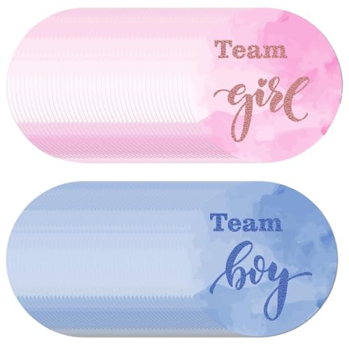 EIHI 120pcs Gender Reveal Stickers für Partyeinladungen und Abstimmungsspiele, Tinte Halo Team Boy und Team Girl Labels mit Goldfolie für Reveal Partys und Baby Showers (Pink, Blau)