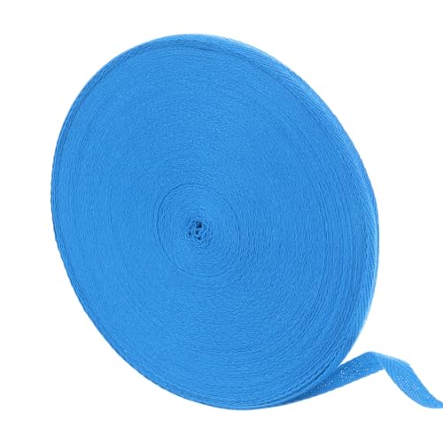 QUARKZMAN 50 Meter Baumwollköperband, 10mm Fischgräten-Bandband-Bindungsbänder für Kleidungsnähen, DIY-Basteln (Blau)