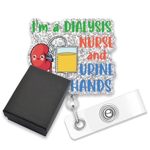 AGMDESIGN Lustiger Ausweishalter mit Aufschrift "I'm A Dialysis Nurse and Urine Good Hands", Urologie, einziehbar, für Nierenkrankenschwester, Dialyse, Dialyse, Nierenspezialisten, Krankenschwestern
