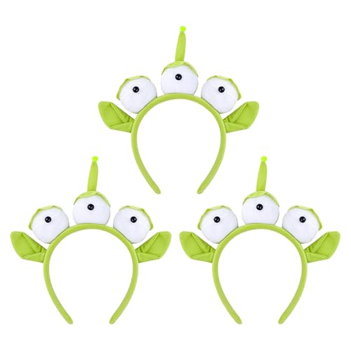 AYNKH Alien-Stirnband, dreiäugig, Spielzeuggeschichte, Alien-Stirnband, grüne Augen, Stirnband für Kinder, Party, Kostüm, Cosplay-Zubehör, 3 Stück