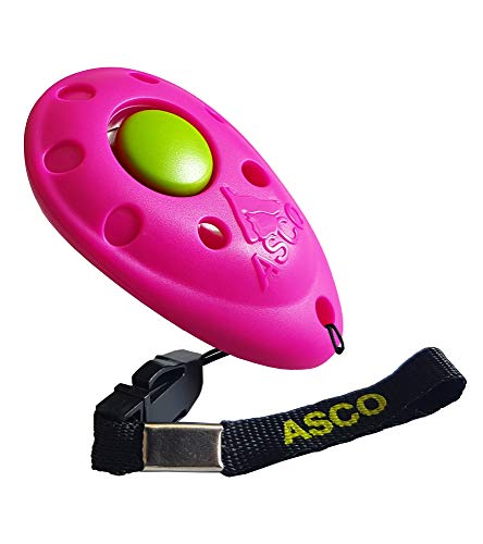ASCO Premium Clicker für Clickertraining, Hunde Katzen Pferde Profi Clicker, Hundetraining Klicker, pink, ASCO-08P