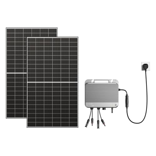 Zendure 1000W Balkonkraftwerk - Balkonkraftwerk 800W komplett Steckdose - neuester SolarFlow800 800 Watt Wechselrichter - Solaranlage Komplettset - 500W x2 bifaziale Solarmodule inkl. Zubehör