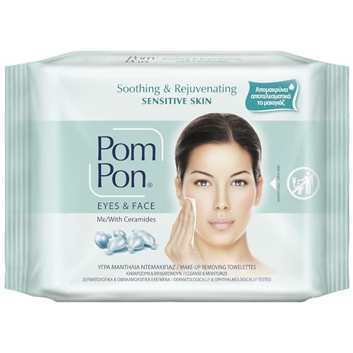 Pom Pon SENSITIVE Abschminktücher für empfindliche Haut, mit natürlichen, beruhigenden und regenerierenden Inhaltsstoffen, 20 Stück