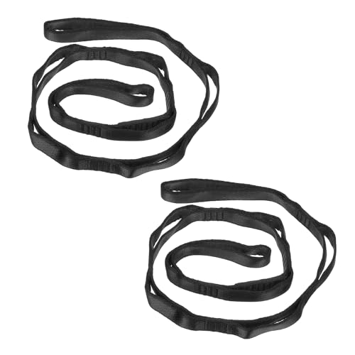 PATIKIL Daisy Chain Straps, 2 Pack Strong Climbing Strap Adjustable Nylon Chain Sling with 8 Loops for Aerial Yoga Hammock Swing, Black