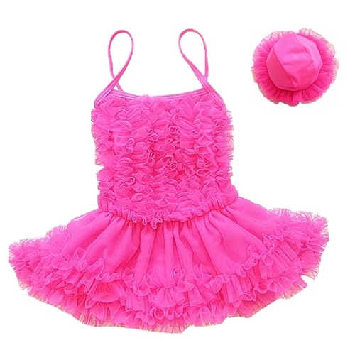 Baby Mädchen Prinzessin Spitze Layer Tankini Badeanzug Tutu Kleid Einteiler Bademode Bikini Sets, Rose, 5-6 Jahre