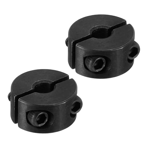 PATIKIL Geteilte Stellringe 5mm Langweilige 16mm OD 9mm Dicke, 2er Pack 45#Aluminiumlegierung Tiefenanschlagringe Klemm mit Gewindestift für die Maschinenbauindustrie, Schwarz