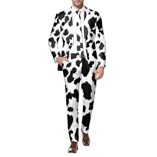 Generisch Eleganter Herren für Business Anlässe, modische Anzugjacke, lässiger Stil mit Kreativdruck, ideal für moderne Männer (White, L)
