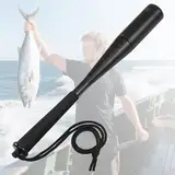 Starvortex Aluminium Fischbetäuber, 25CM Langlebig Fischtöter Holz mit Rutschfester Schaumgriff, 25mm Durchmesser Fisch Totschläger Angeln mit Hakenlöser, Tragbar Angelzubehör mit Lanyard (Schwarz)
