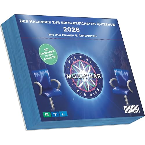 Wer wird Millionär 2026 Tagesabreißkalender - 14.5x11,8 - Rätselkalender - Knobelkalender - Tischkalender: Der Kalender zur erfolgreichsten Quizshow, Mit 313 Fragen & Antworten