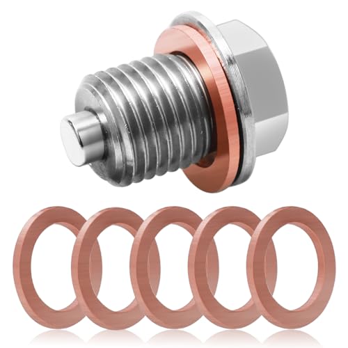 Hcunbsu Magnetische ÖLablassschraube M14X1,5, Ölablassschraube mit Dichtring, Magnetische Dichtung Ölwannenablassmutter, Edelstahl Ölwanne Auto Ölschraube