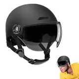 Motorradhelm Moped, Jethelm Mit Visier Und Sonnenblende, Mopedhelm Herren Halbschale Retro, Viele Farben Erhältlich, Roller Helm Fashionhelm Für Damen Herren