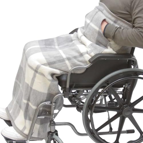 SENIORI Rollstuhldecke Decke für Rollstuhl warme Beindecke für Rollstuhlfahrer Kniedecke (1. Grau - Gitter)