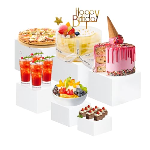 GOURDBRO Tortenständer, 6 Stück Cake Stand, Kuchenständer, Food Risers for Buffet, Acryl Buffet Ständer, Wiederverwendbar Display Organizer für Hochzeiten, Geburtstag, Partys, Cupcake (Weiß, 10 in)