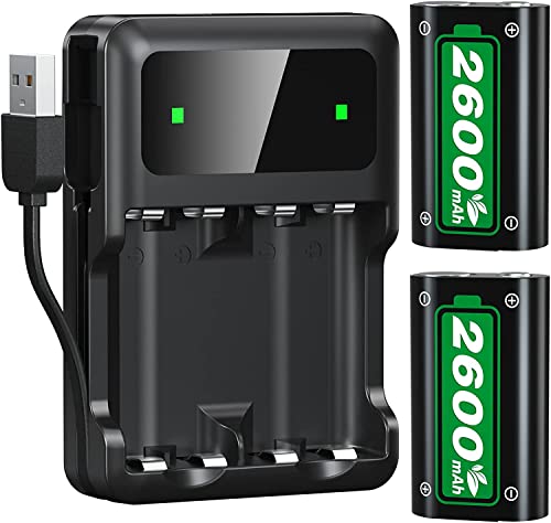 Akku für Xbox One/Xbox Series X/S, 2.5 Stunden Schnelllade 28 Stunden Spielzeit 2 * 2600mAh Wiederaufladbaren Akku für Xbox One/Xbox Series S/X/Xbox One X/S Controller