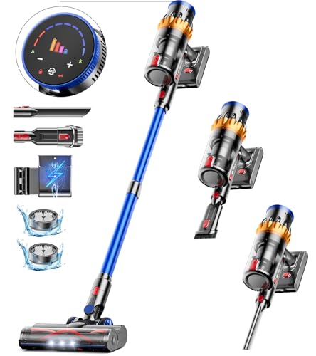 MIBODE Akku Staubsauger, 45000Pa/550W/70Mins Staubsauger Kabellos mit Smart Display, Staubsauger mit Automatikmodus & Anti-Verhedderung-Bürste für Teppich, Hartboden und Tierhaare