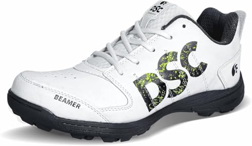 DSC Mens Beamer Cricket Shoe | Color: Grey & White | Size: 7UK/8US/41EU Boys | Material: Polyvinyl Chloride | Long Lasting Breathable Mesh for Improving Performance