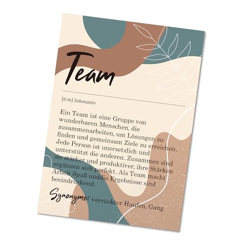 BIROYAL 16er Set Team Karte, Kollegen Karte, Kollegen Geschenk, Abschiedskarten Büro & Arbeit, Arbeitskollegen Mitarbeiter Karten Grußkarte Team, Synonym Team Einzelkarte ohne Umschläge, Braun