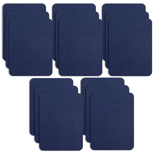 COMNICO Flicken zum Aufbügeln für Kleidung, 15 Stück Jeans Flicken 5 Farbtöne Denim Flicken zum Aufnähen Reparaturset für Kleidung Ausbessern von Hosen Taschen Löchern Knien Ellenbogen (Marineblau)