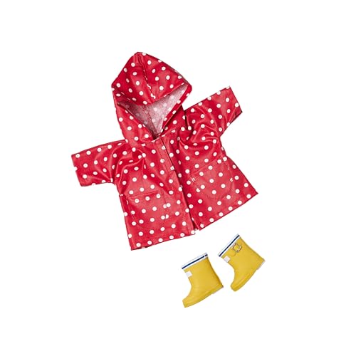 Käthe Kruse Waldorf Puppen Regenset – Kapuzenmantel & Gummistiefel, Wetterfest, Für Puppen 35 - 38 cm Größe, Ab 3 Jahren