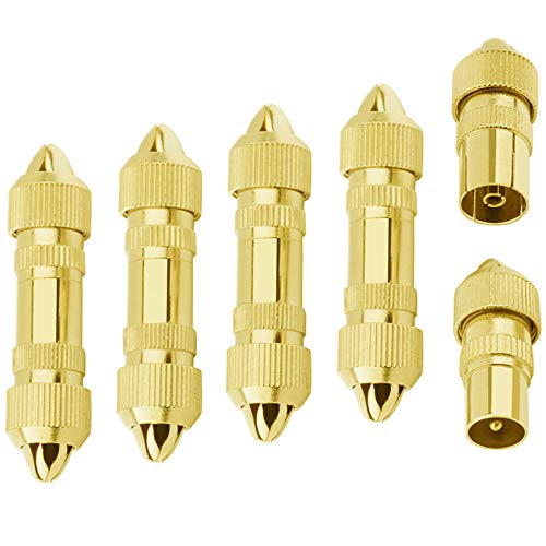 Greluma 10 Stk TV Antennen Koaxial Steckverbinder-Kit, TV-Antennenanschlüsse für Stecker und Buchse