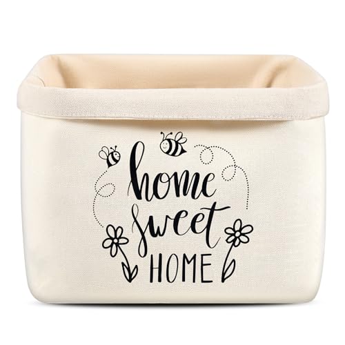 Xuniea Brotkorb Home Sweet Home Geschenk zum Umzug oder Auszug Brötchenkorb Einzugsgeschenk Brottasche Geschenkidee zum Einzug Brotkorb aus Stoff (Weiß)