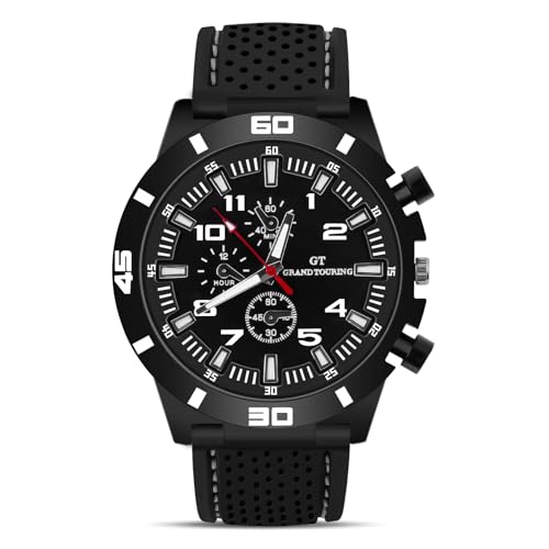 OFFCUP Herren Uhr Männer Analog Quarz Chronograph Silikon Armband, Armbanduhren Herren Uhren Herren Mode Casual Business Uhr für Herren Klassische Elegantes Geschenk -Weiß