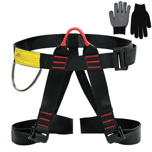 Nizirioo Absturzsicherung Sicherheitsgurt Taille,Universal Klettergurt Mit Handschuhe,Befestigender Klettergut,Halber Körperklettergurt,Halbgurt Zum Bergsteigen Für Bergsteigen Klettern,Feuerrettung