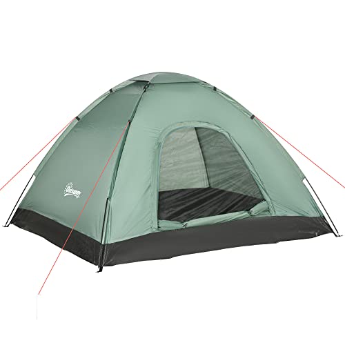 Outsunny Kuppelzelt für 2 Personen leicht, stabil wasserdicht Familienzelt mit Tür&Fenster Packtasche, Haken, Campingzelt mit 2000mm Wassersäule Zelt für Camping Reise Trekking Garten