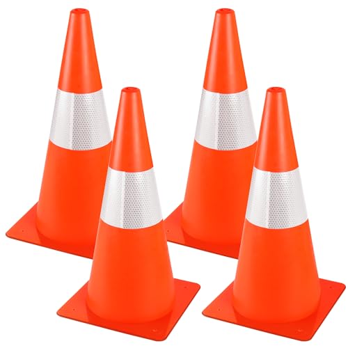 Warnkegel 38cm,4 Stück Verkehrshütchen Markierungshütchen,stapelbar Warnleitkegel Leitkegeln,Verkehrskegel,Straße Sicherheit Markierungshütchen für Outdoor Aktivitäten und Festliche Veranstaltungen