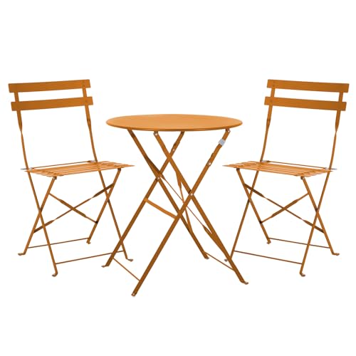 SVITA Berlin Bistro-Set Metall Sitzgruppe Balkon klappbar Tisch Stühle Orange