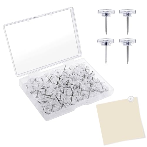 120 Stück Reißzwecken,Reißnägel,Reißzwecken Weiß,16mm Pinnadeln Heftzwecken,Pinnwand Nadeln, Transparente Reißzwecken,Mit Aufbewahrungsbox Für Pinnwand Büro Schule Zuhause