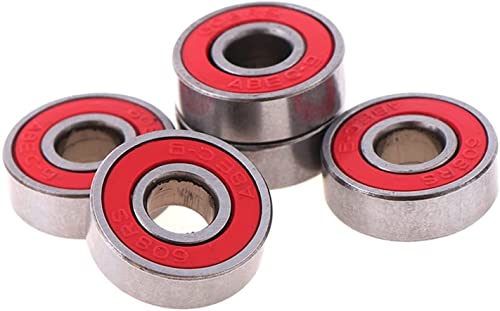 Lager, 5 Stück 608 2RS Inline-Rollschuh-Radlager 8 x 22 x 7 mm Skateboard-Radlager Rot Versiegelte Welle ABEC-9(Rojo)