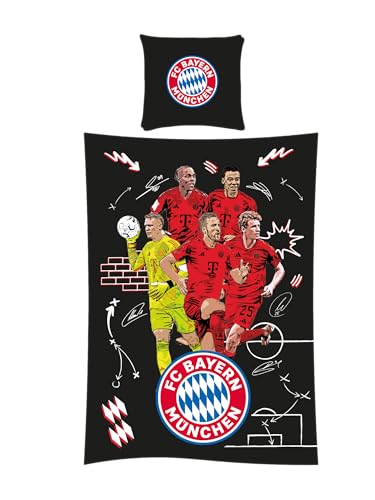FC Bayern München I Bettwäsche Player I Spieler I 2024-25 I Schwarz I 135x200 cm I Fußballfan I Bundesliga
